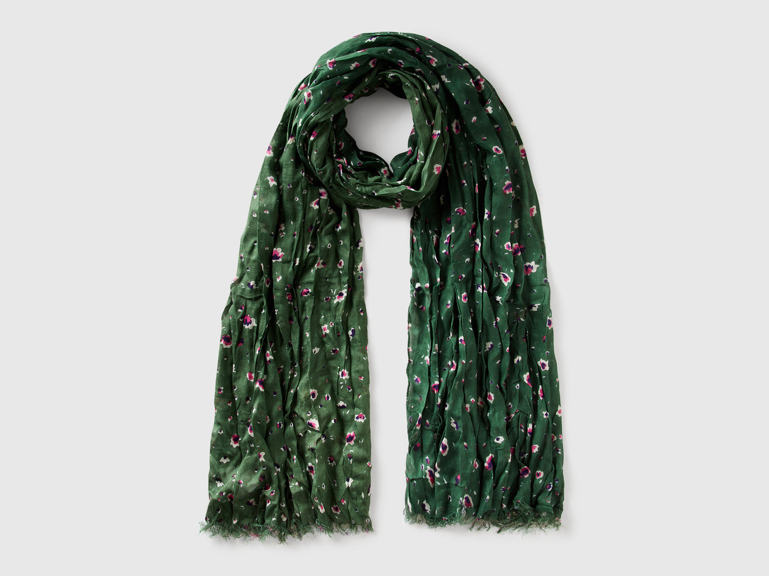 Sciarpa floreale in viscosa da donna verde | Benetton Outlet