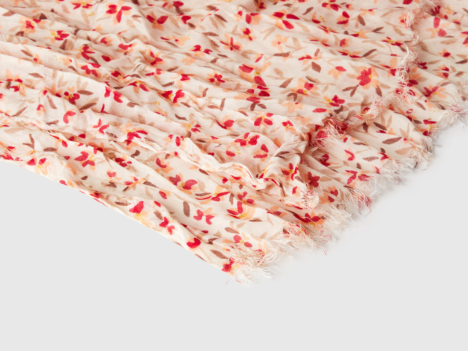 Sciarpa floreale in viscosa da donna bianco panna 2 | Benetton Outlet