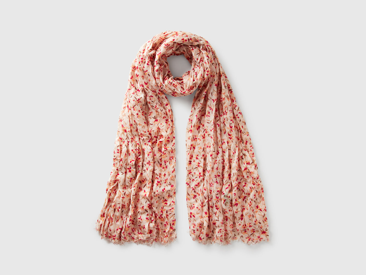 Sciarpa floreale in viscosa da donna bianco panna | Benetton Outlet