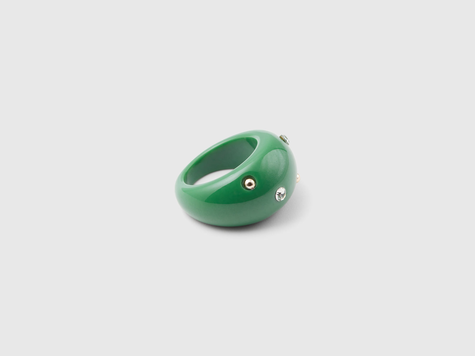 Anello con strass e borchie da donna verde 2 | Benetton Outlet