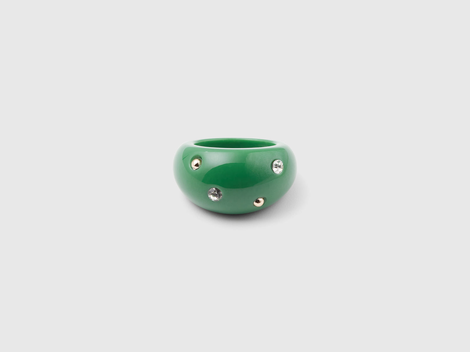 Anello con strass e borchie da donna verde | Benetton Outlet