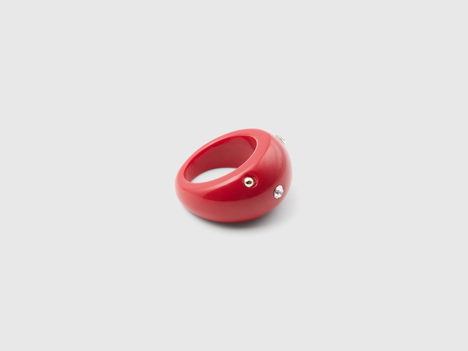 Anello mattone con strass e borchie da donna rosso mattone 2 | Benetton Outlet