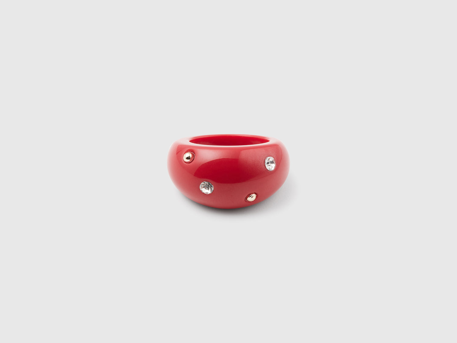 Anello mattone con strass e borchie da donna rosso mattone | Benetton Outlet