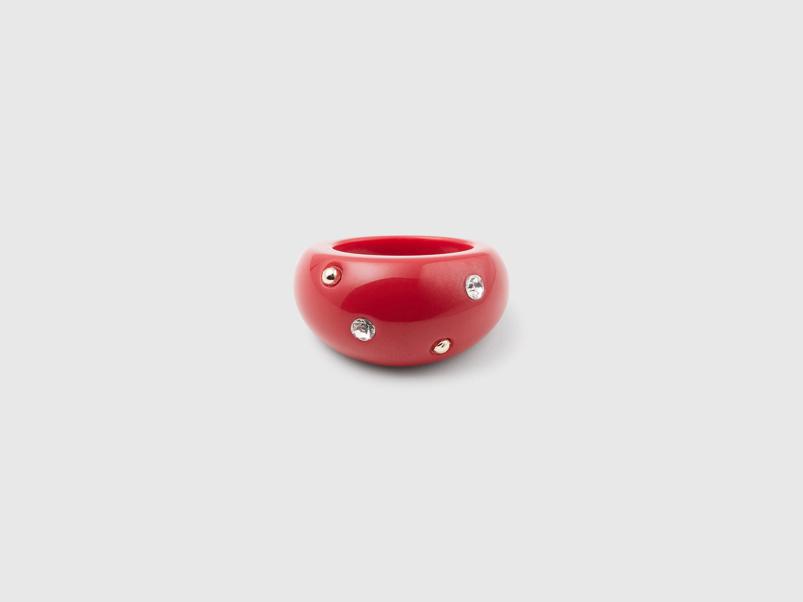 Anello mattone con strass e borchie da donna rosso mattone | Benetton Outlet