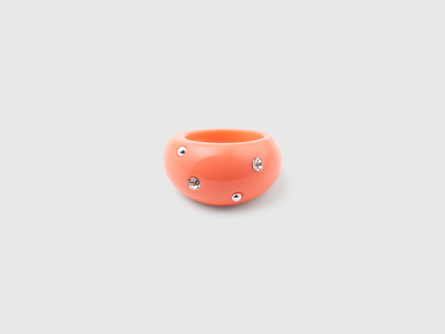 Anello con strass e borchie da donna rosa | Benetton Outlet