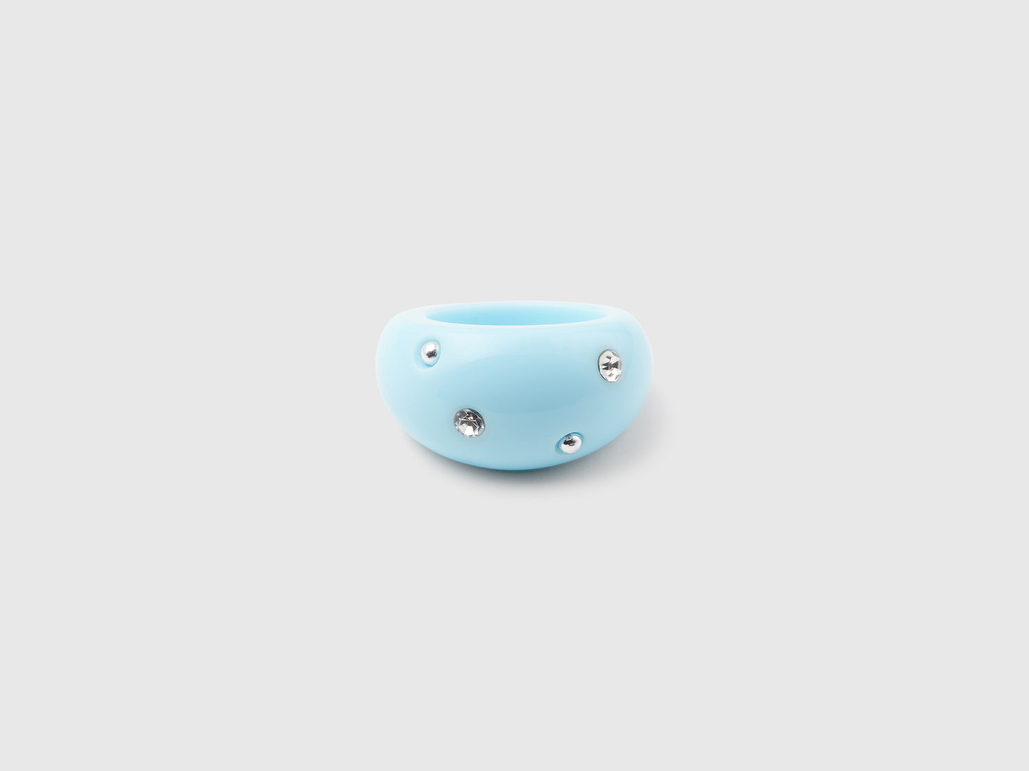 Anello con strass e borchie da donna verde acqua | Benetton Outlet
