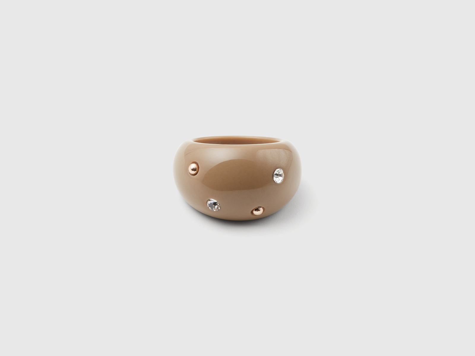 Anello con strass e borchie da donna cammello | Benetton Outlet