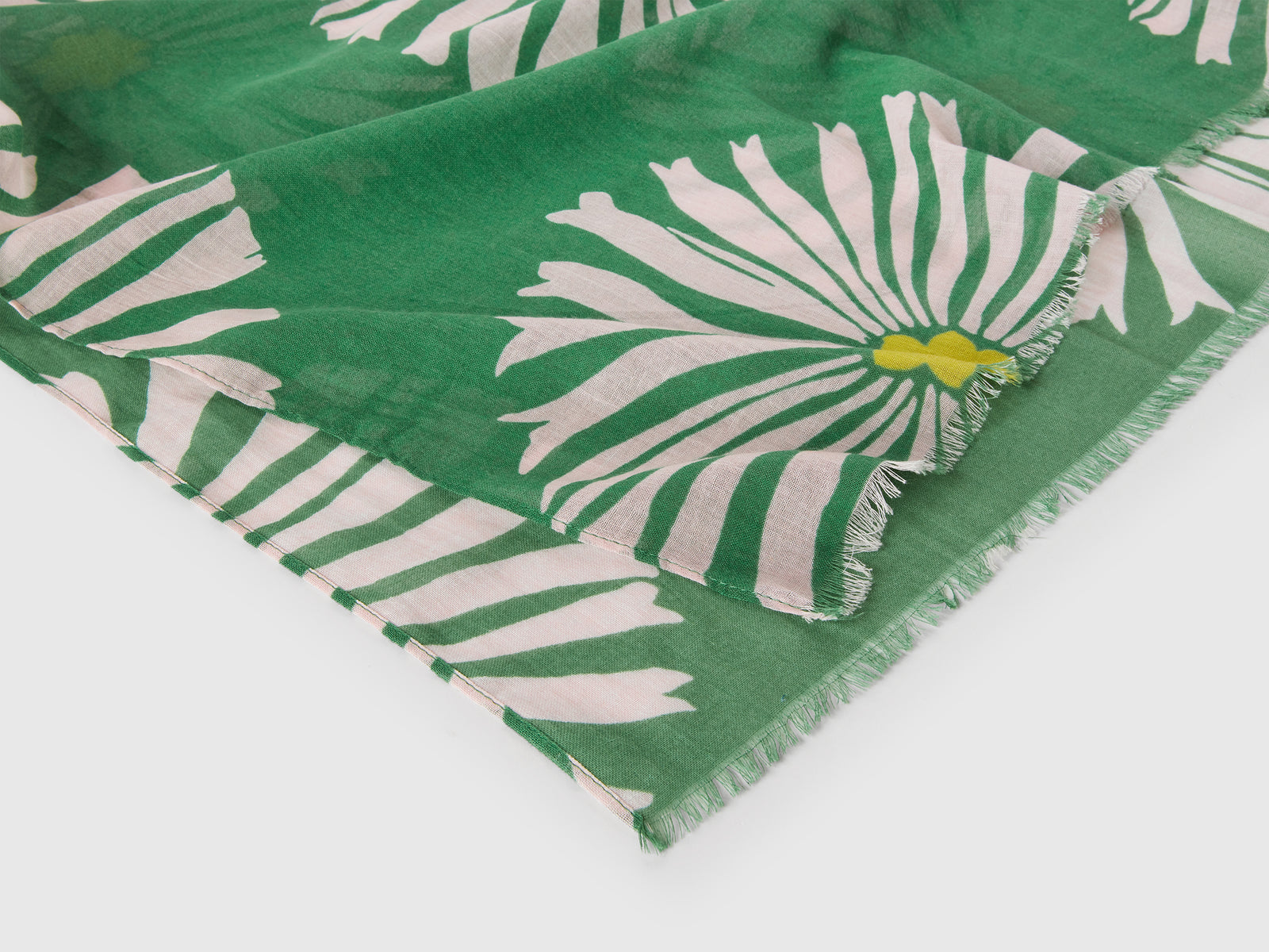 Sciarpa fantasia in misto lino da donna verde 2 | Benetton Outlet