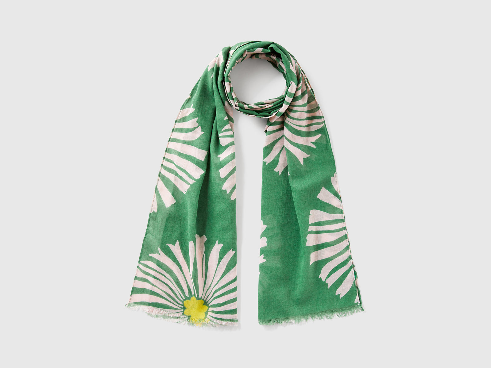 Sciarpa fantasia in misto lino da donna verde | Benetton Outlet