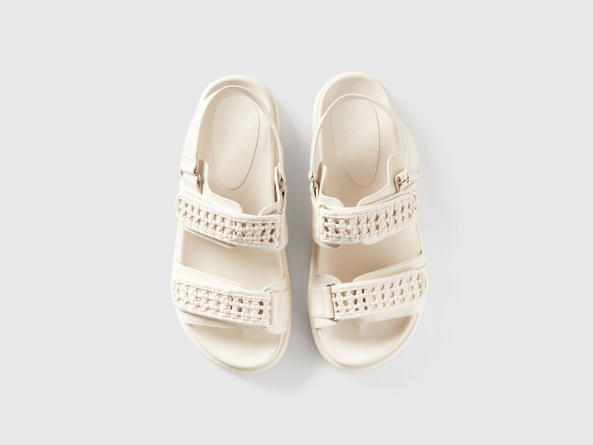 Open sandals in coated fabric