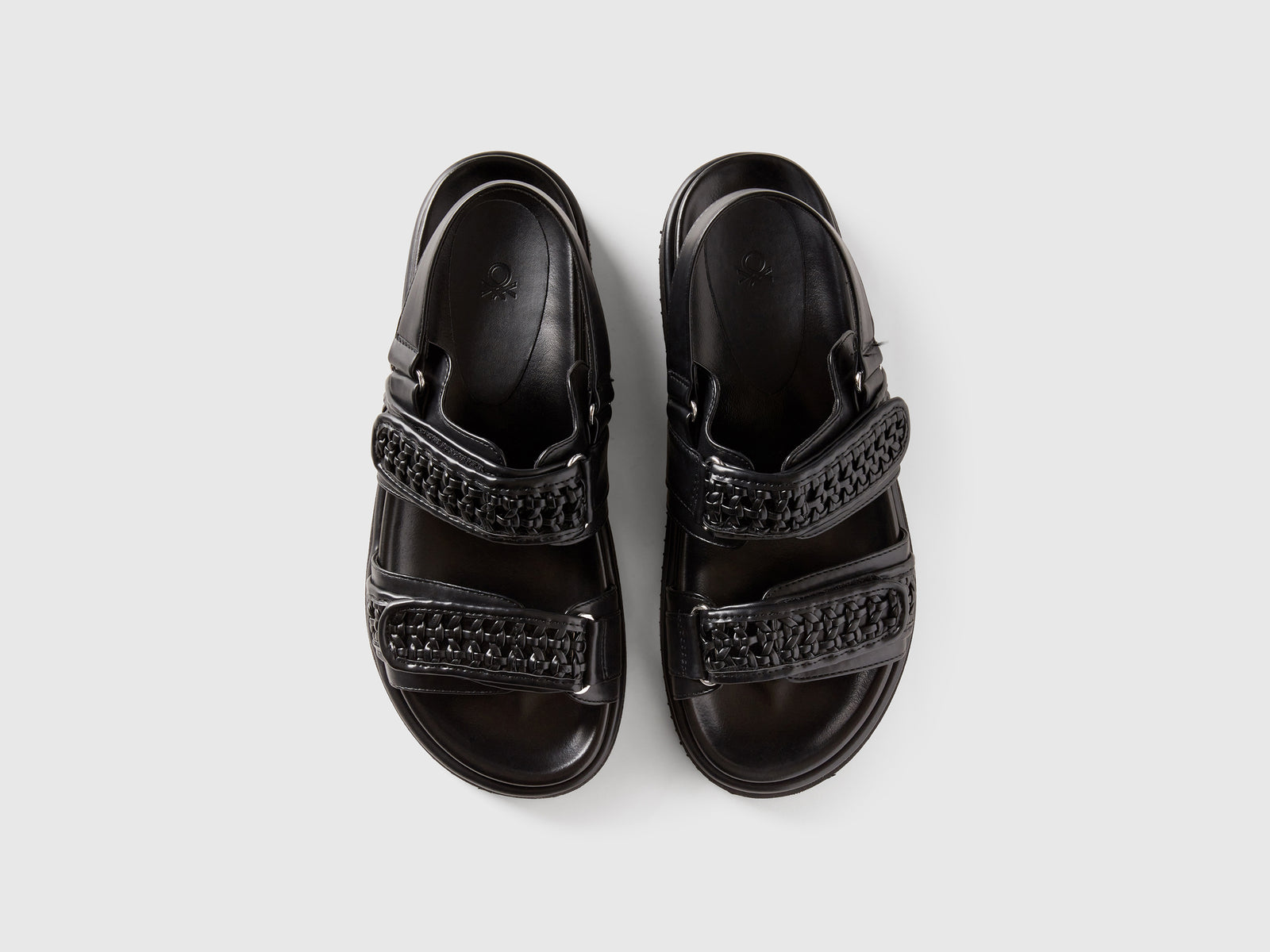 Sandali aperti in tessuto spalmato da donna nero 4 | Benetton Outlet