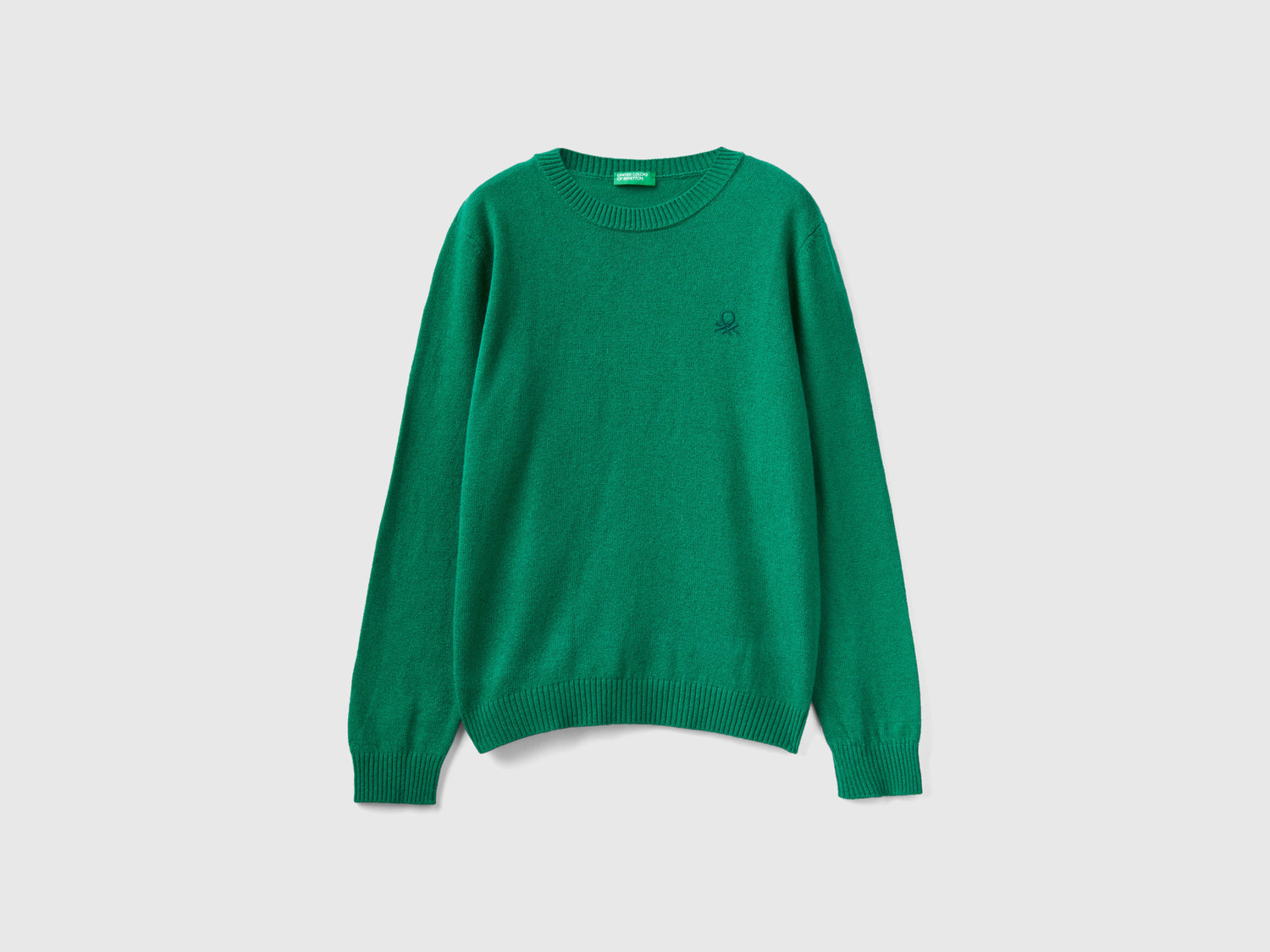 Wool and cashmere blend sweater da bambino verde | Benetton Outlet