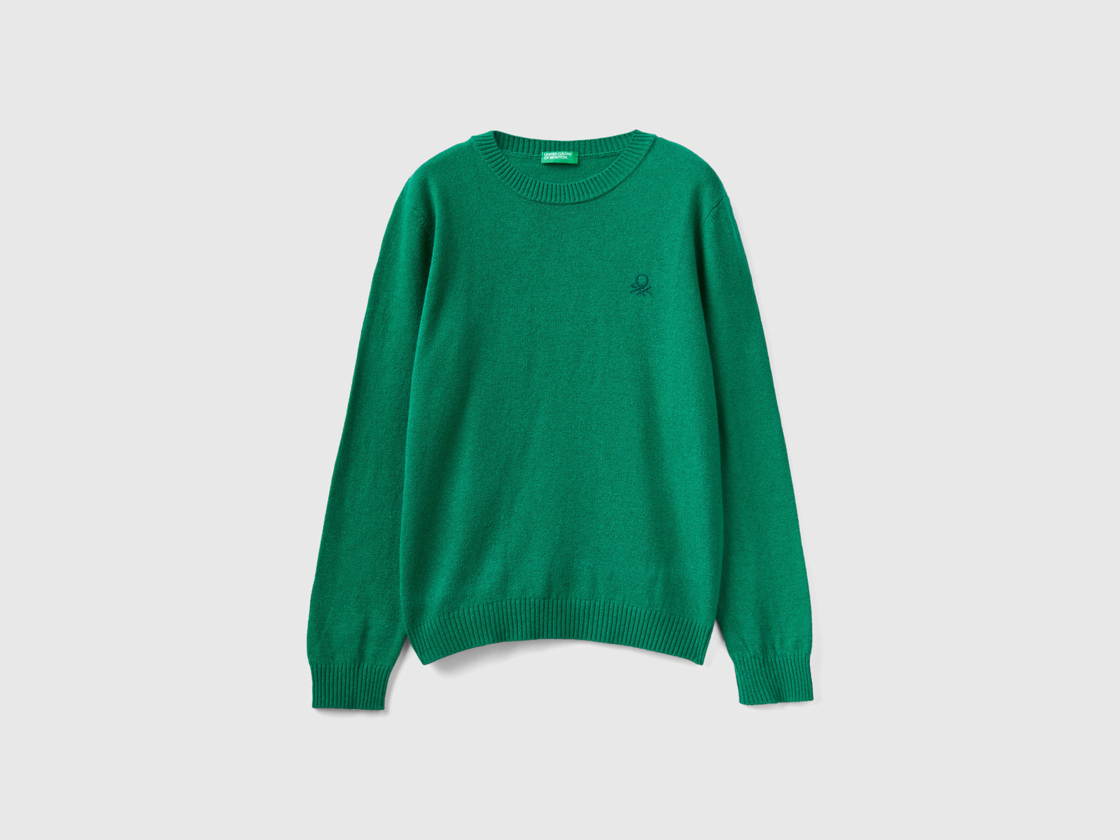 Wool and cashmere blend sweater da bambino verde | Benetton Outlet