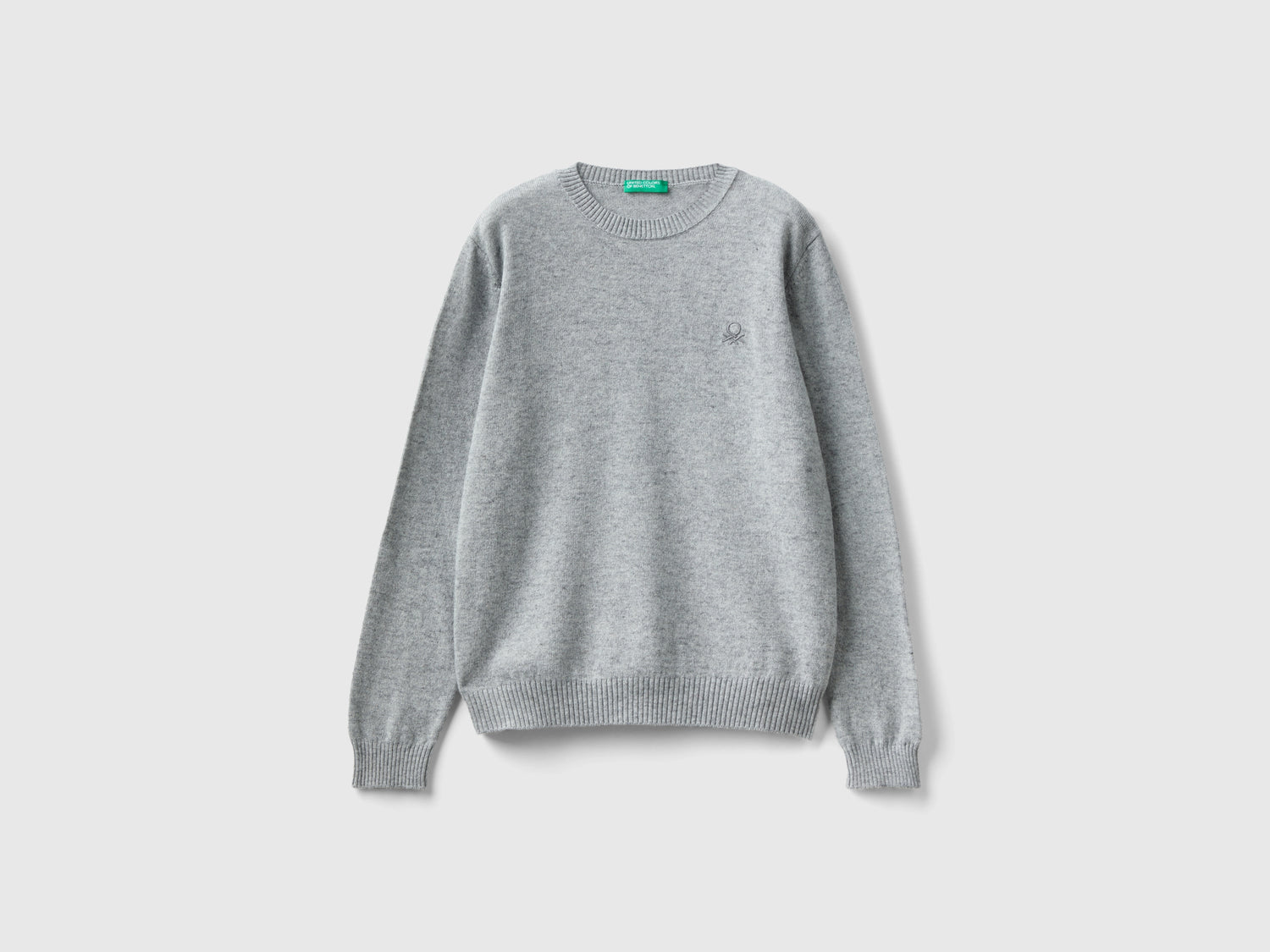 Wool and cashmere blend sweater da bambino grigio chiaro | Benetton Outlet