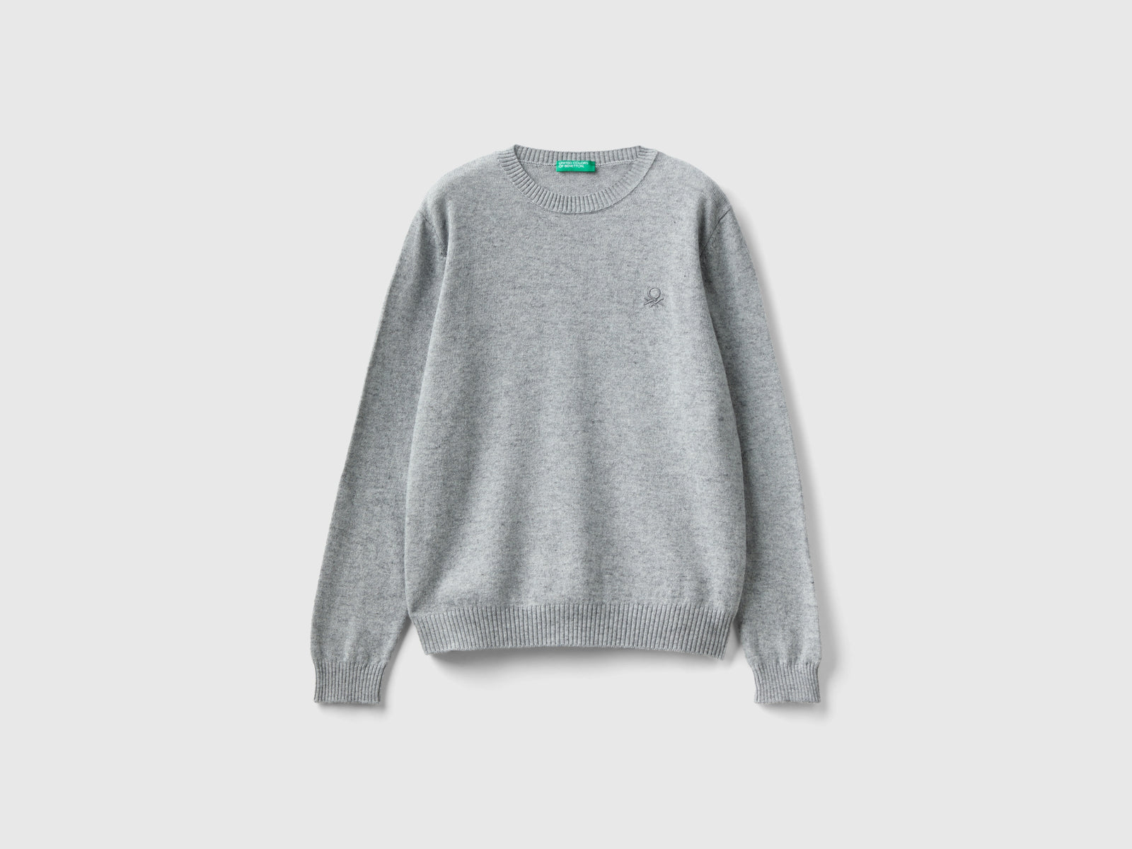 Wool and cashmere blend sweater da bambino grigio chiaro | Benetton Outlet