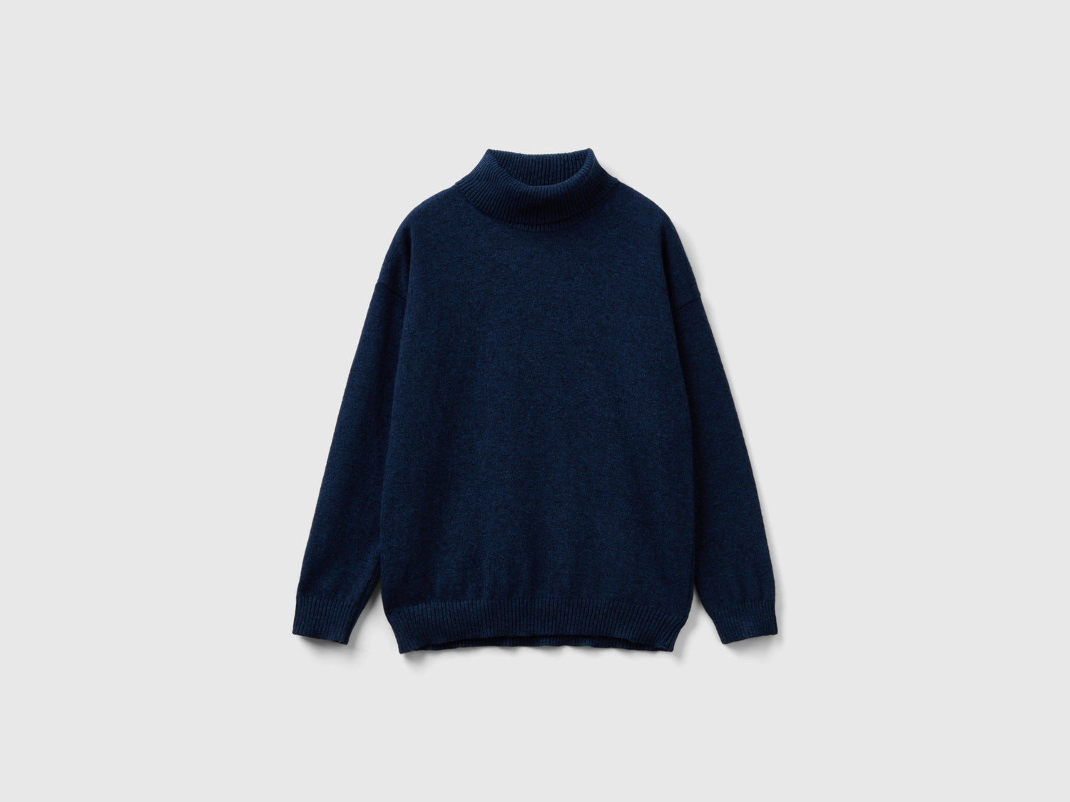 Wool and cashmere blend turtleneck da bambino blu scuro | Benetton Outlet