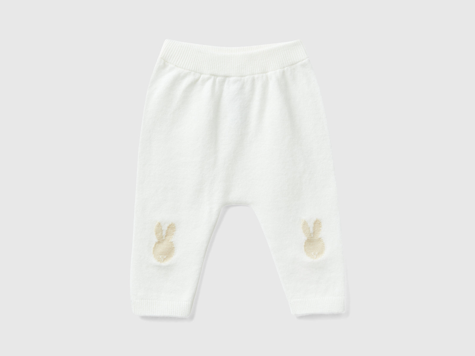 Pantaloni in maglia con intarsio da neonato bianco panna | Benetton Outlet