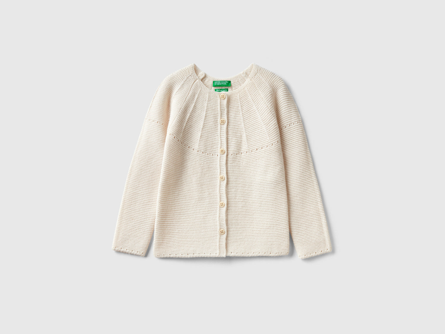 Cardigan con dettagli traforati da bimba bianco panna | Benetton Outlet