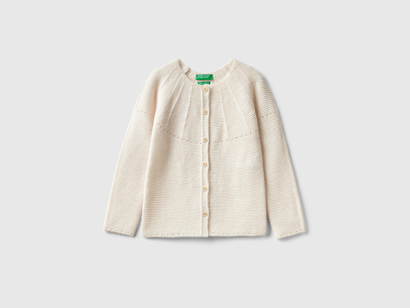 Cardigan con dettagli traforati da bimba bianco panna | Benetton Outlet