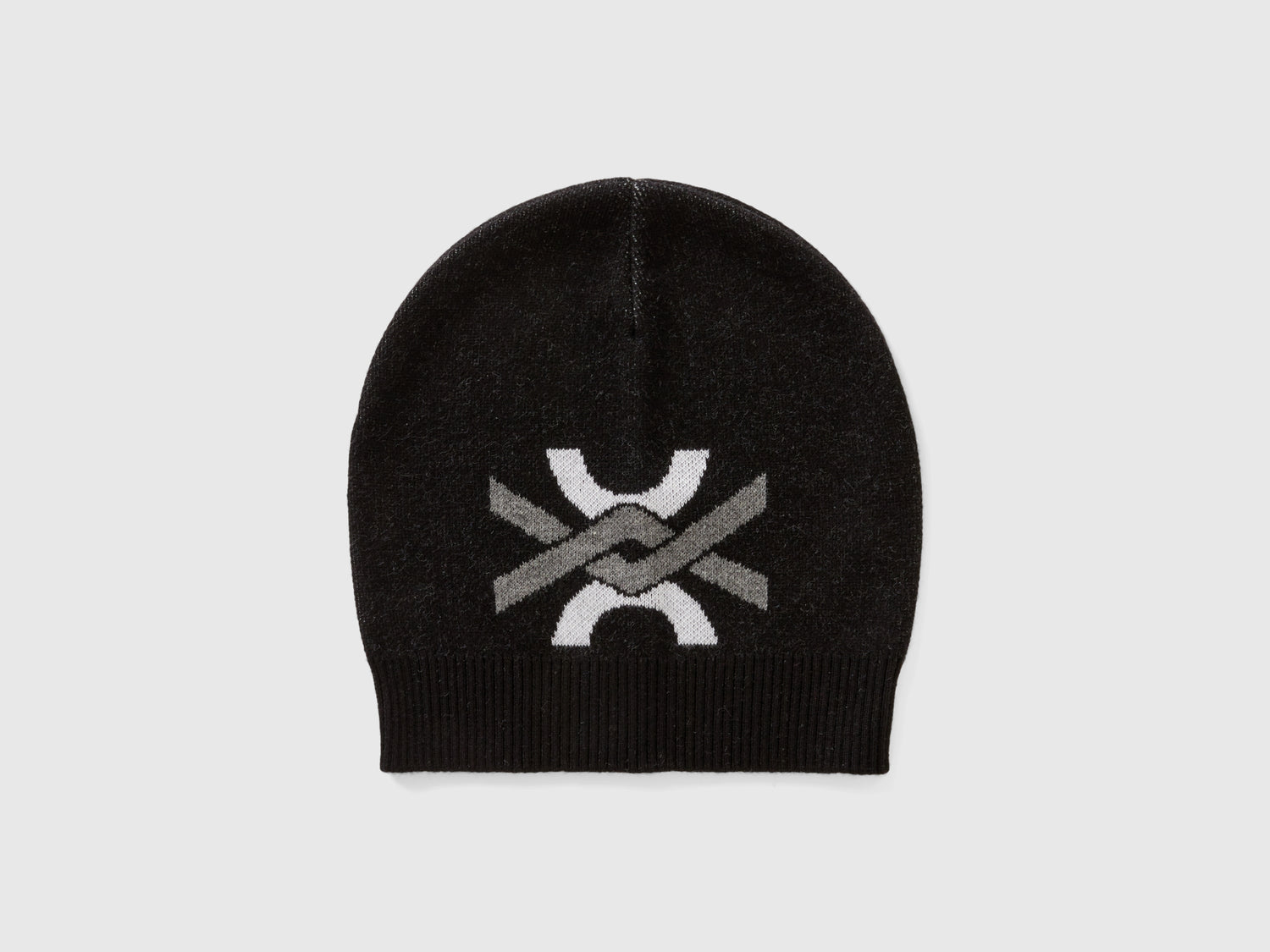 Cuffietta 100% cotone con logo da bambino nero | Benetton Outlet