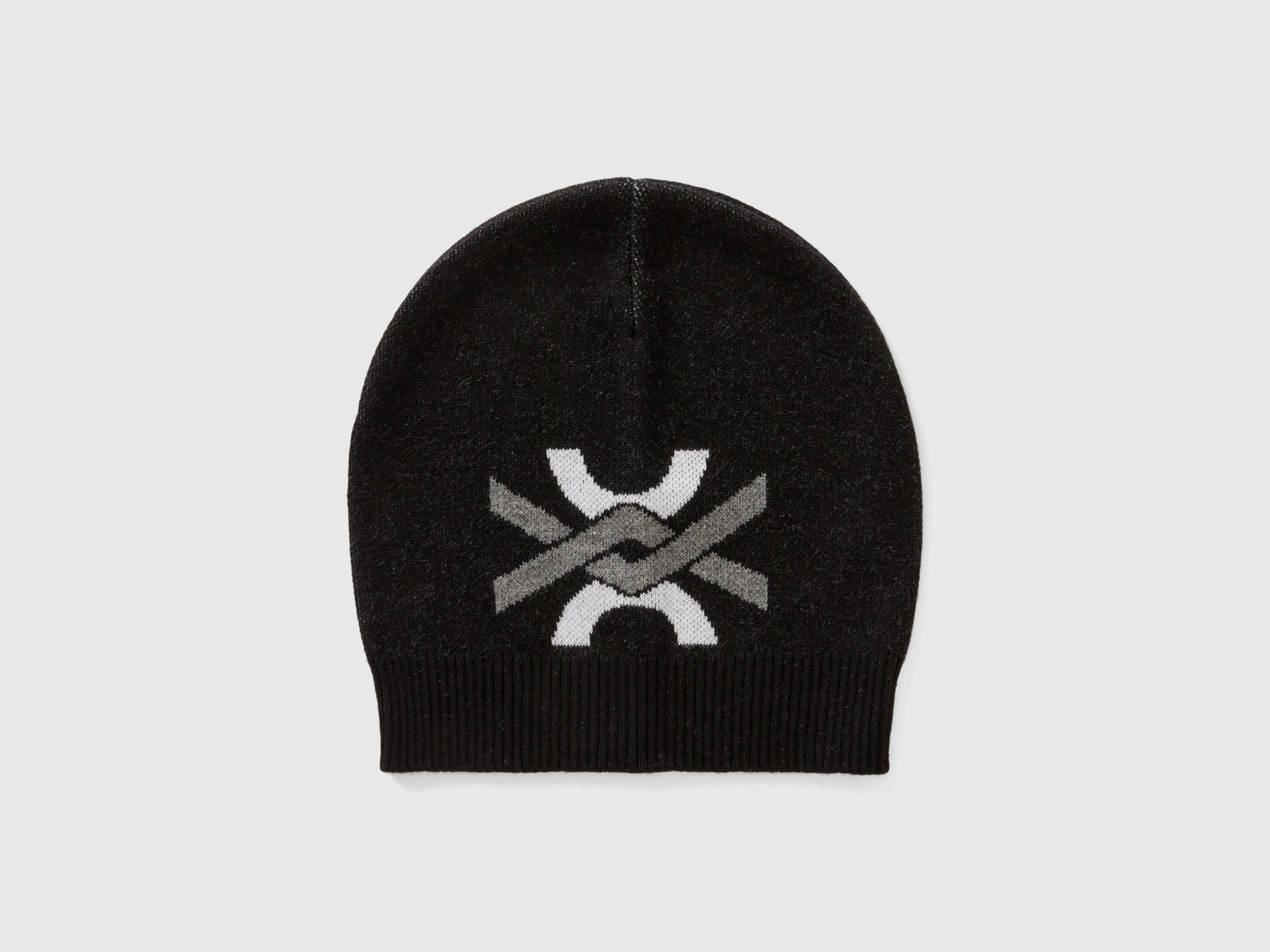 Cuffietta 100% cotone con logo da bambino nero | Benetton Outlet