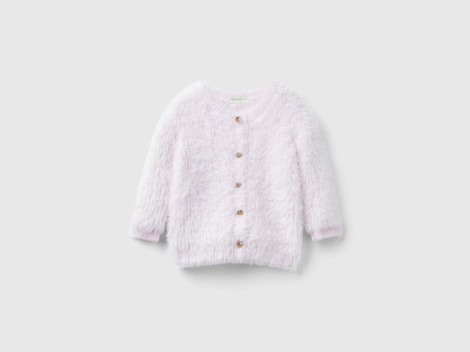 Cardigan girocollo effetto peloso da neonato rosa tenue | Benetton Outlet
