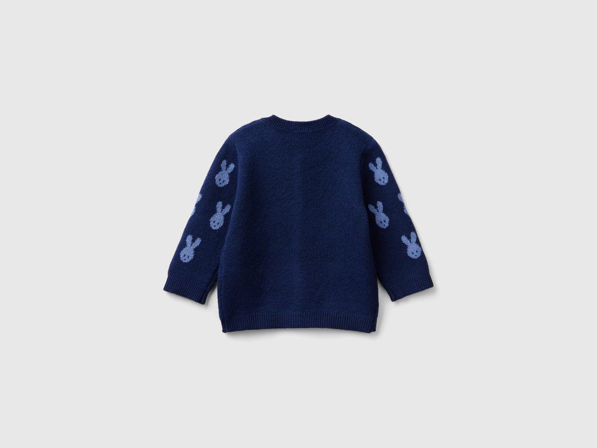 Cardigan with bunny inlay