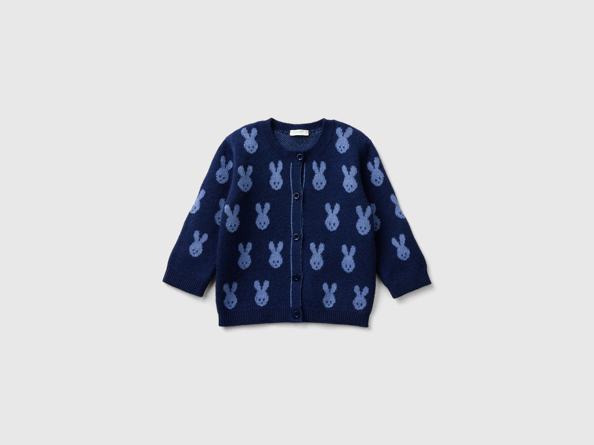 Cardigan with bunny inlay