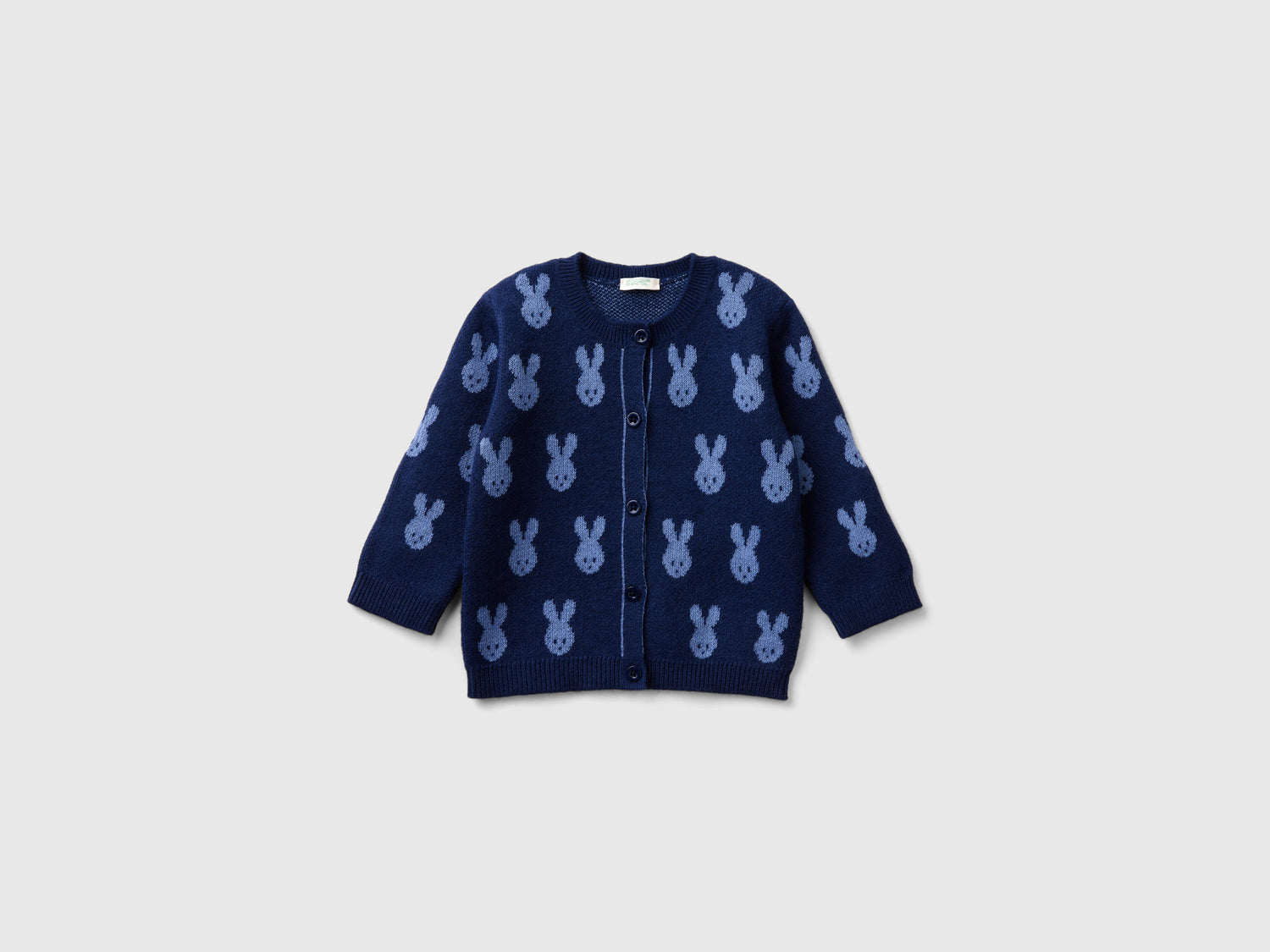 Cardigan con intarsio coniglietti da neonato blu scuro | Benetton Outlet