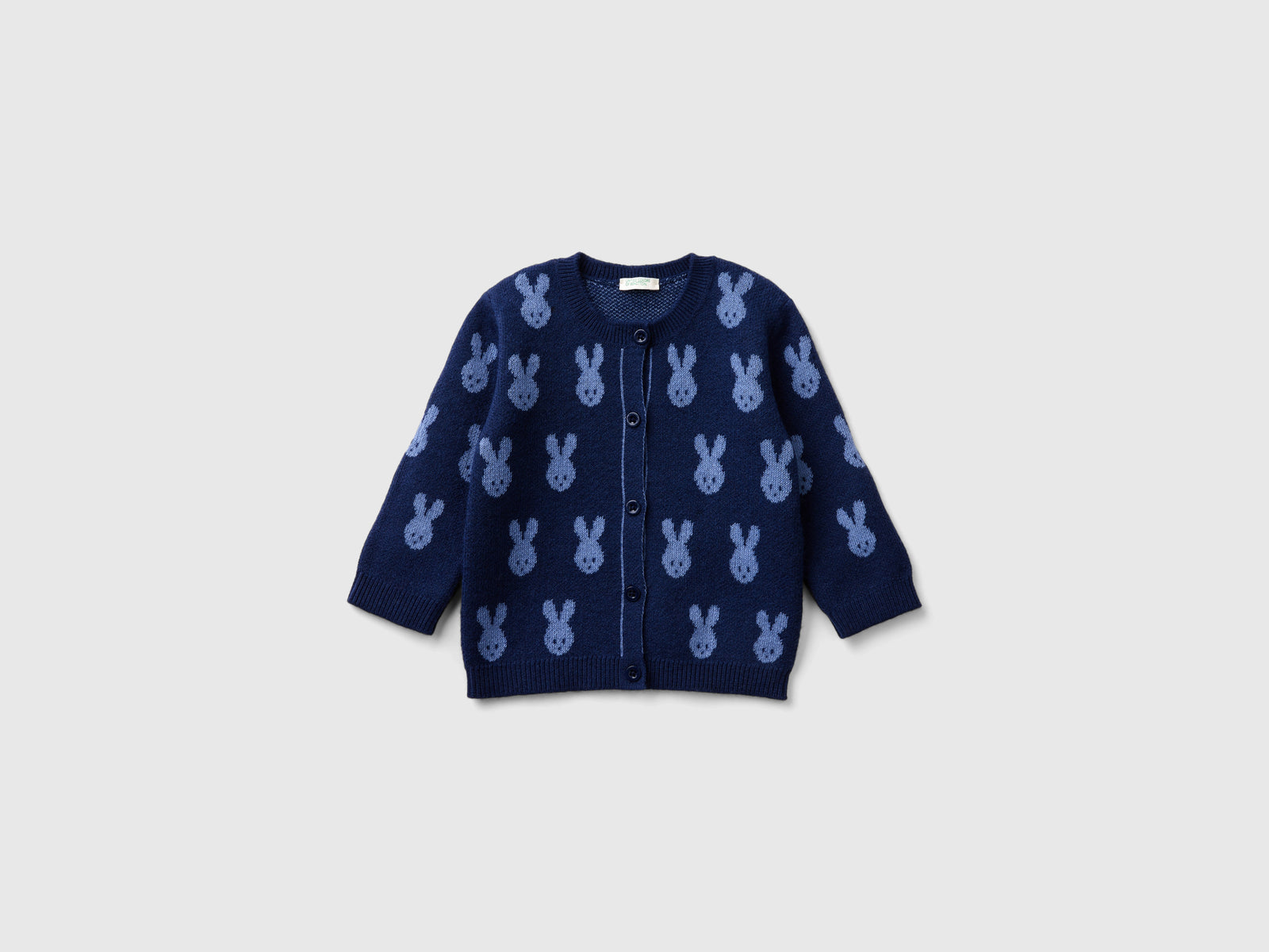 Cardigan with bunny inlay da neonato blu scuro | Benetton Outlet