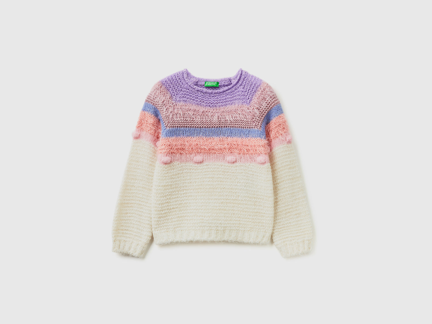 Maglia a righe con lurex da bimba bianco panna | Benetton Outlet