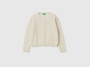 Cardigan girocollo con logo in strass