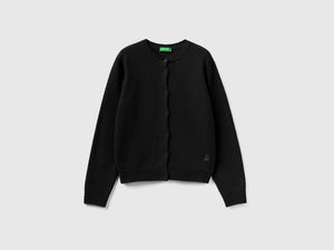 Cardigan girocollo con logo in strass
