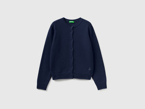 Cardigan girocollo con logo in strass