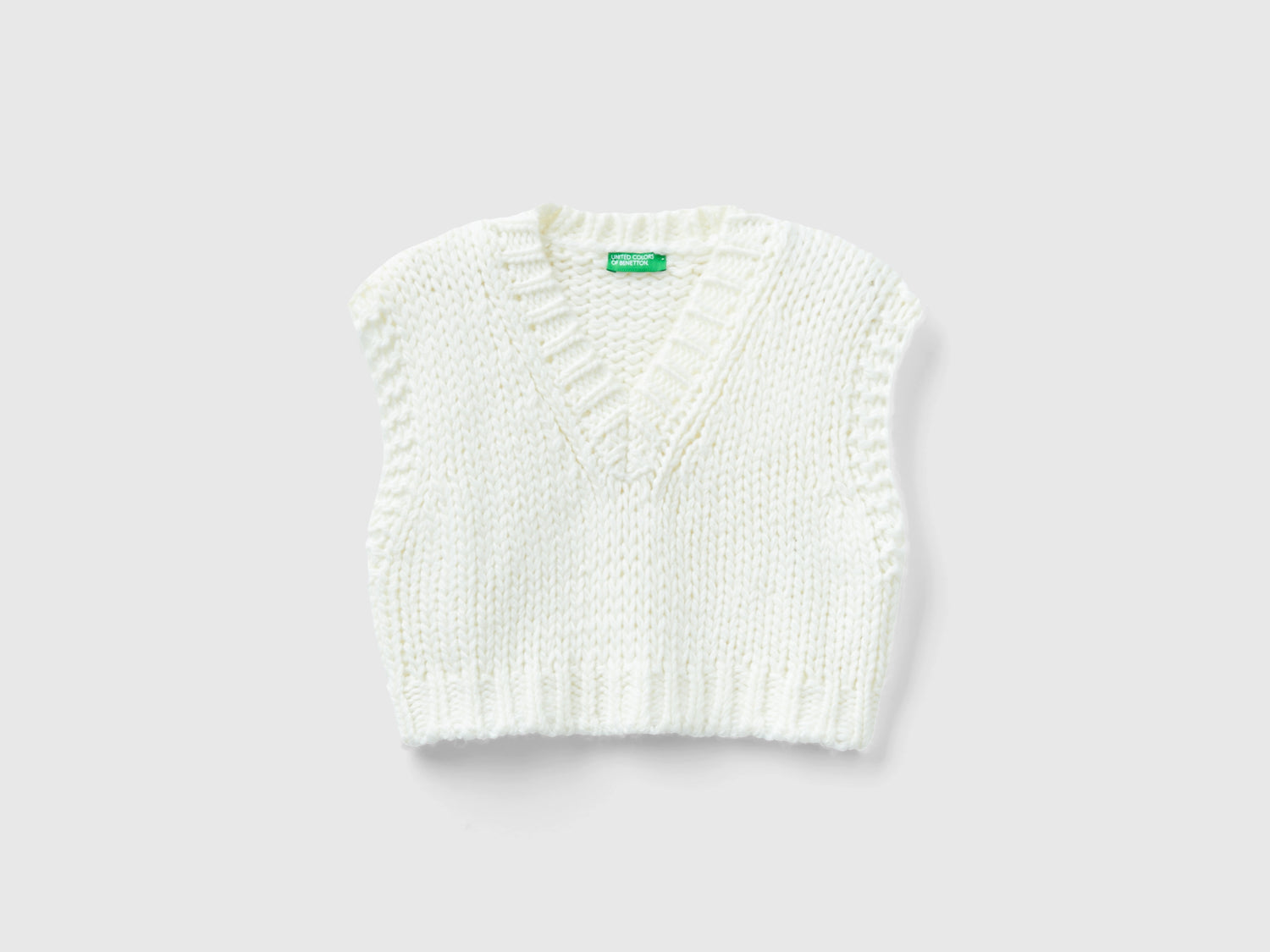 Gilet corto boxy fit da bambina bianco | Benetton Outlet