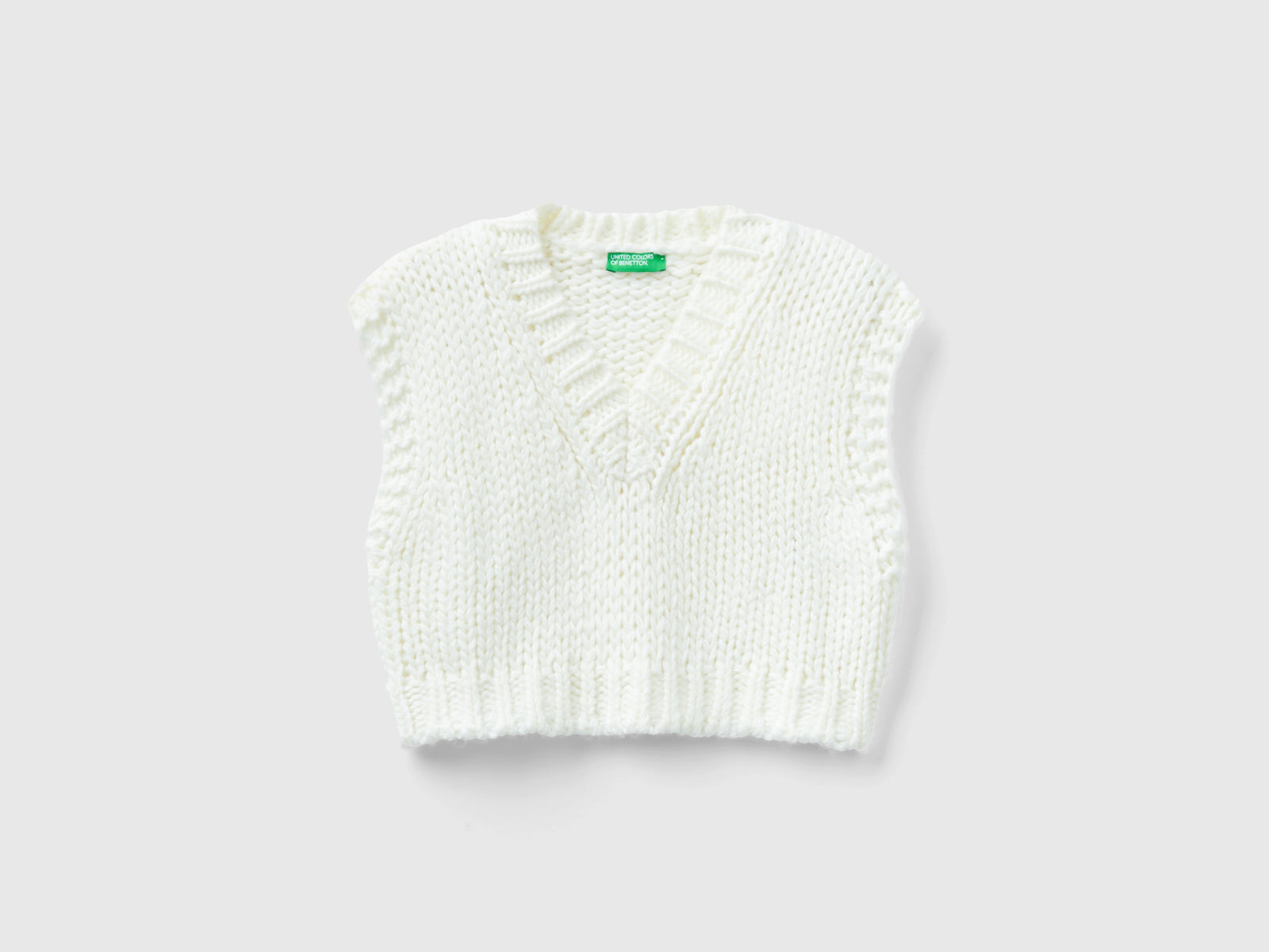 Gilet corto boxy fit da bambina bianco | Benetton Outlet