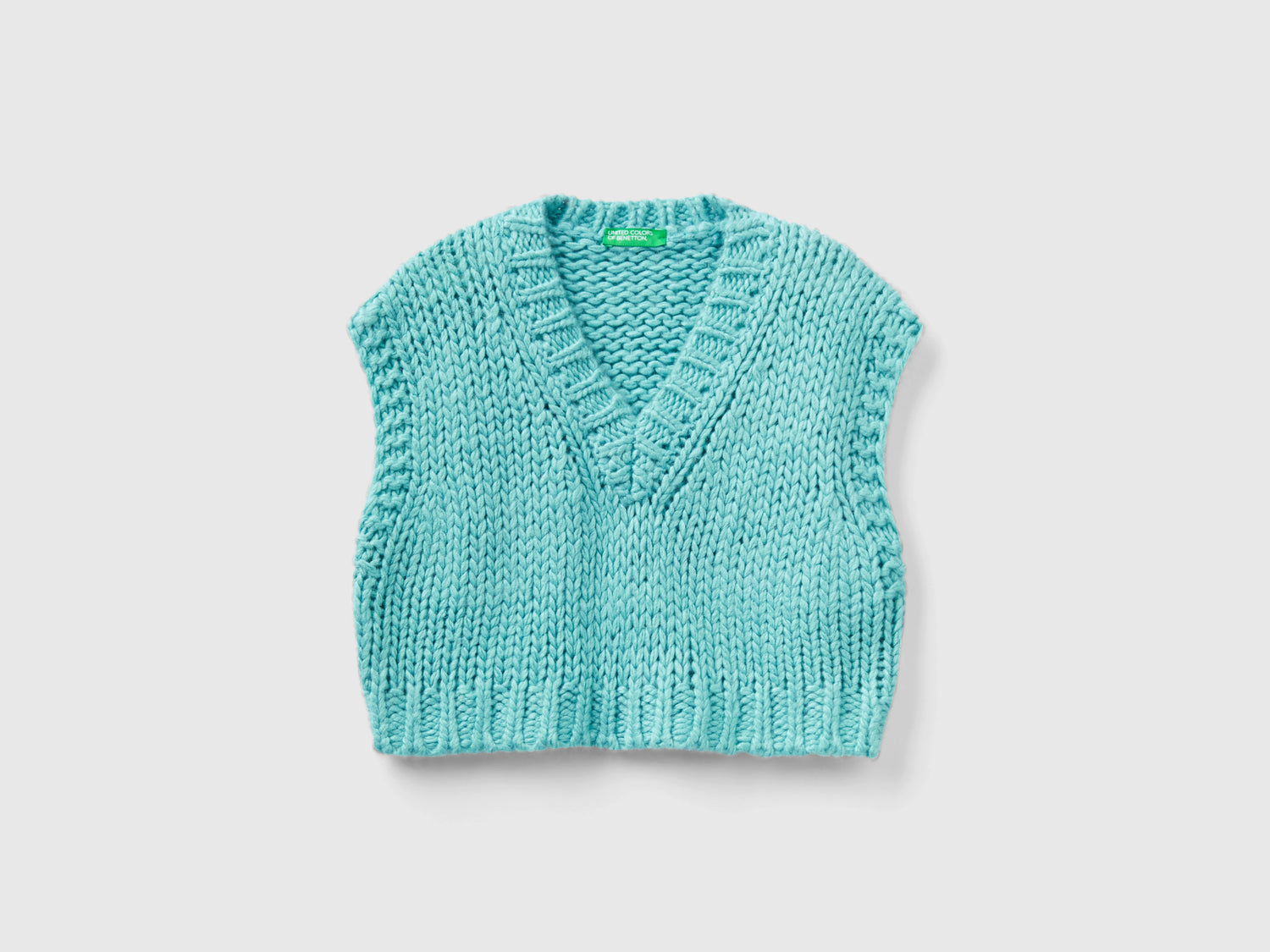 Gilet corto boxy fit da bambina azzurro | Benetton Outlet