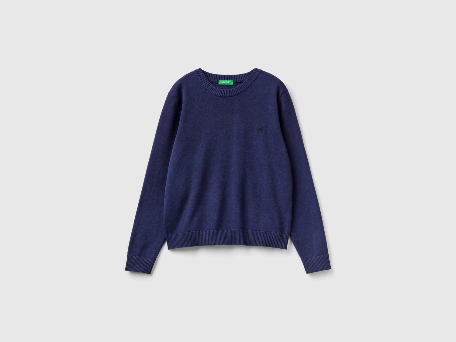100% cotton crew neck sweater da bambino blu scuro | Benetton Outlet