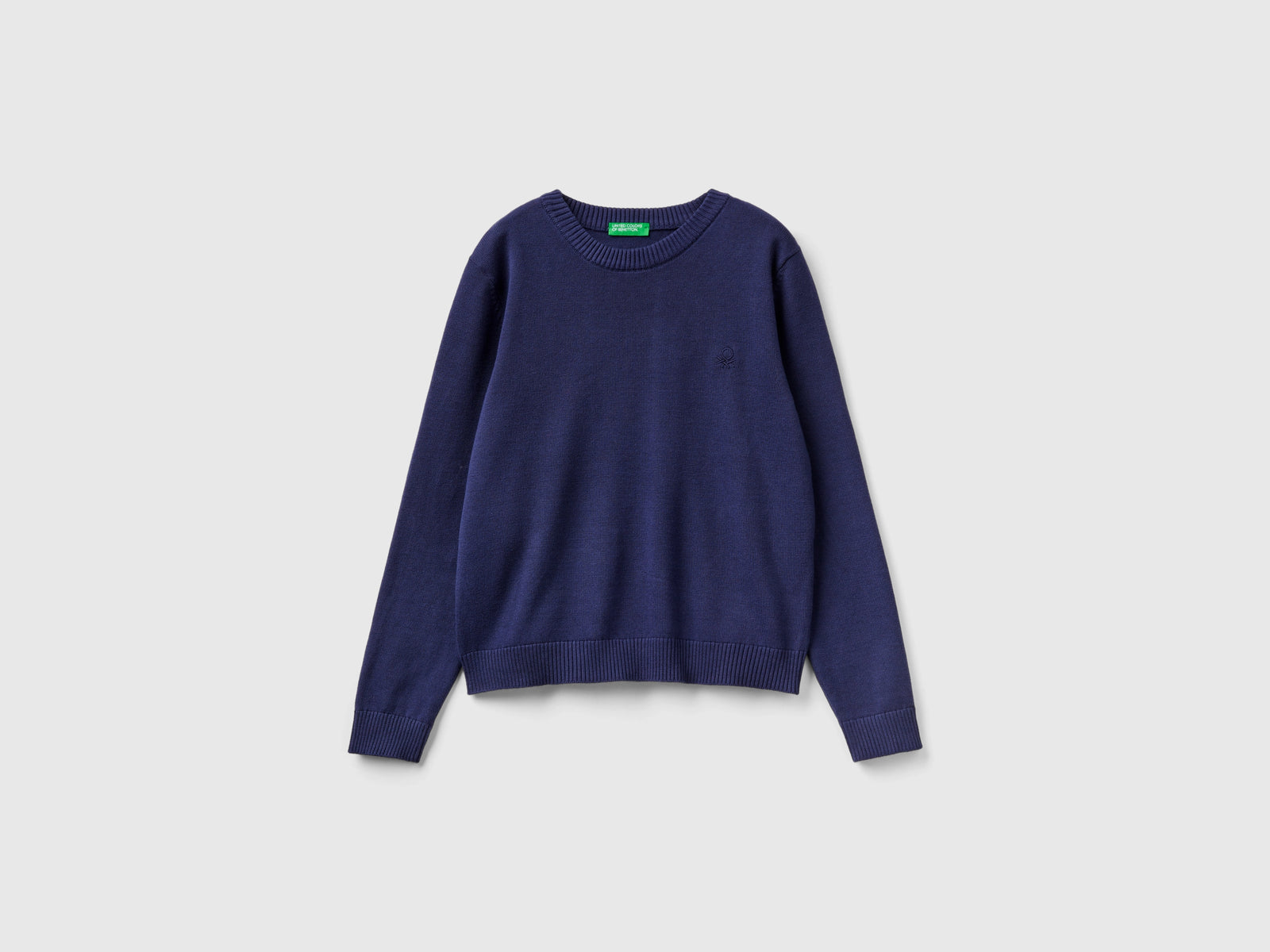 100% cotton crew neck sweater da bambino blu scuro | Benetton Outlet