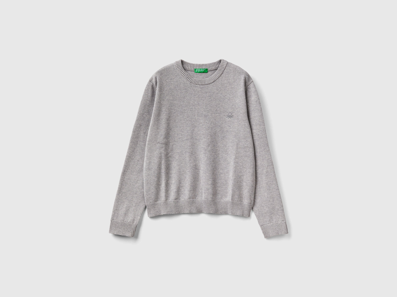 100% cotton crew neck sweater da bambino grigio chiaro | Benetton Outlet