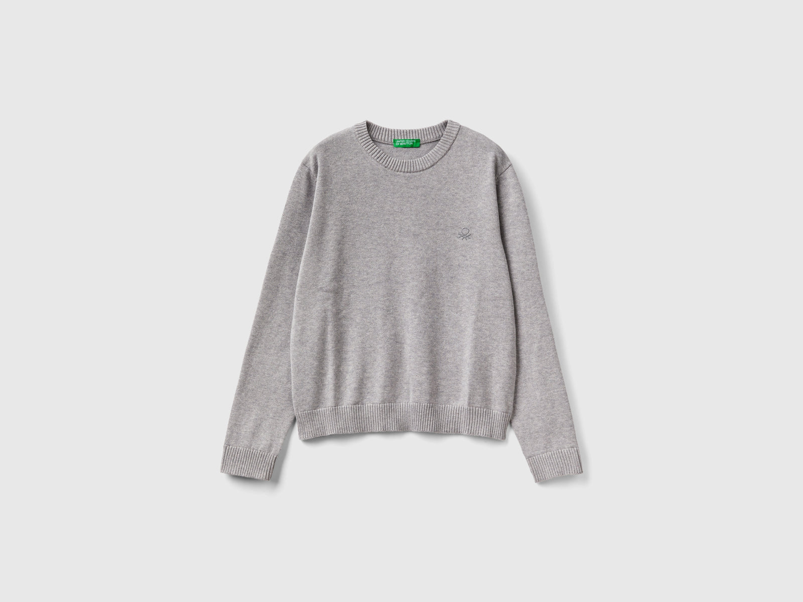 100% cotton crew neck sweater da bambino grigio chiaro | Benetton Outlet