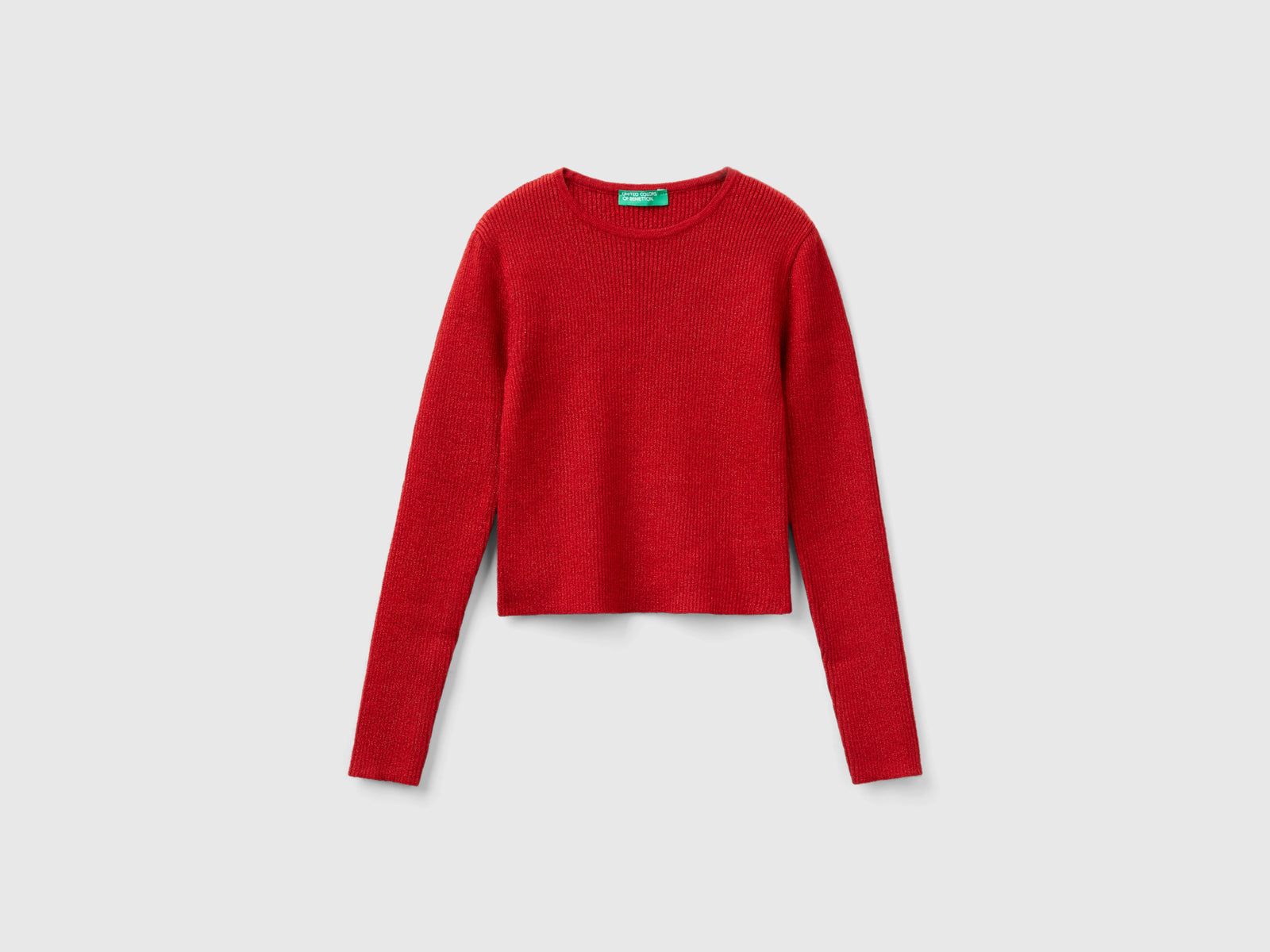 Maglia con lurex da bambina rosso | Benetton Outlet