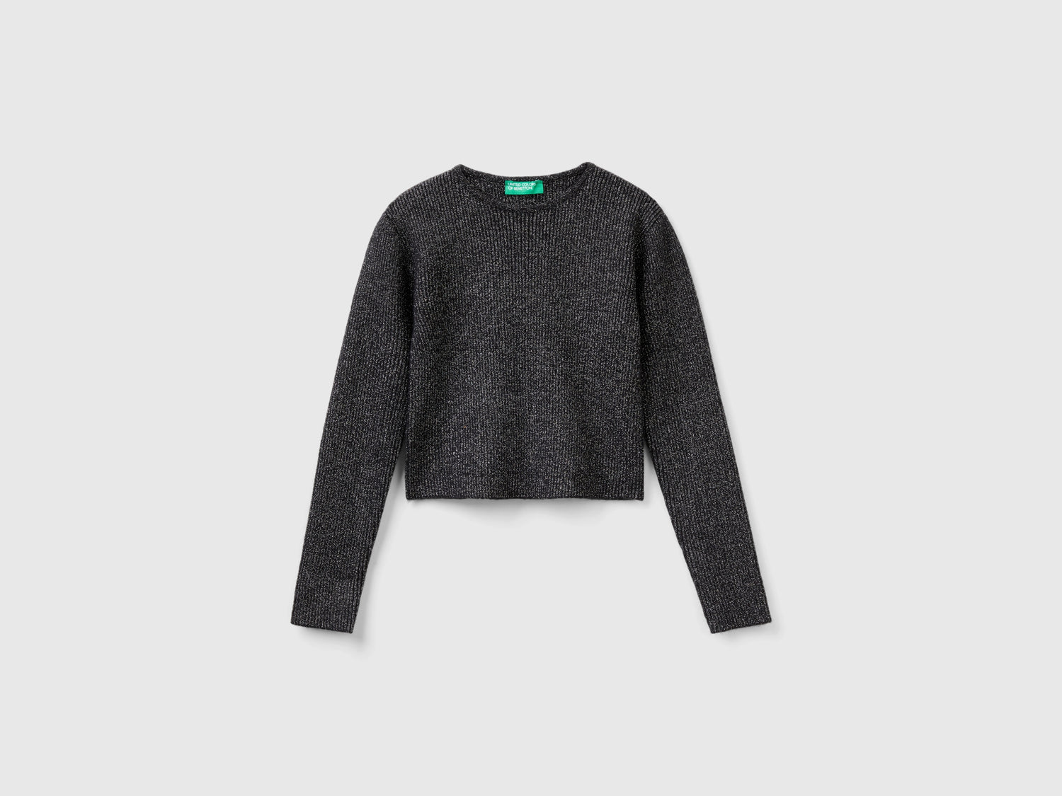 Maglia con lurex da bambina nero | Benetton Outlet