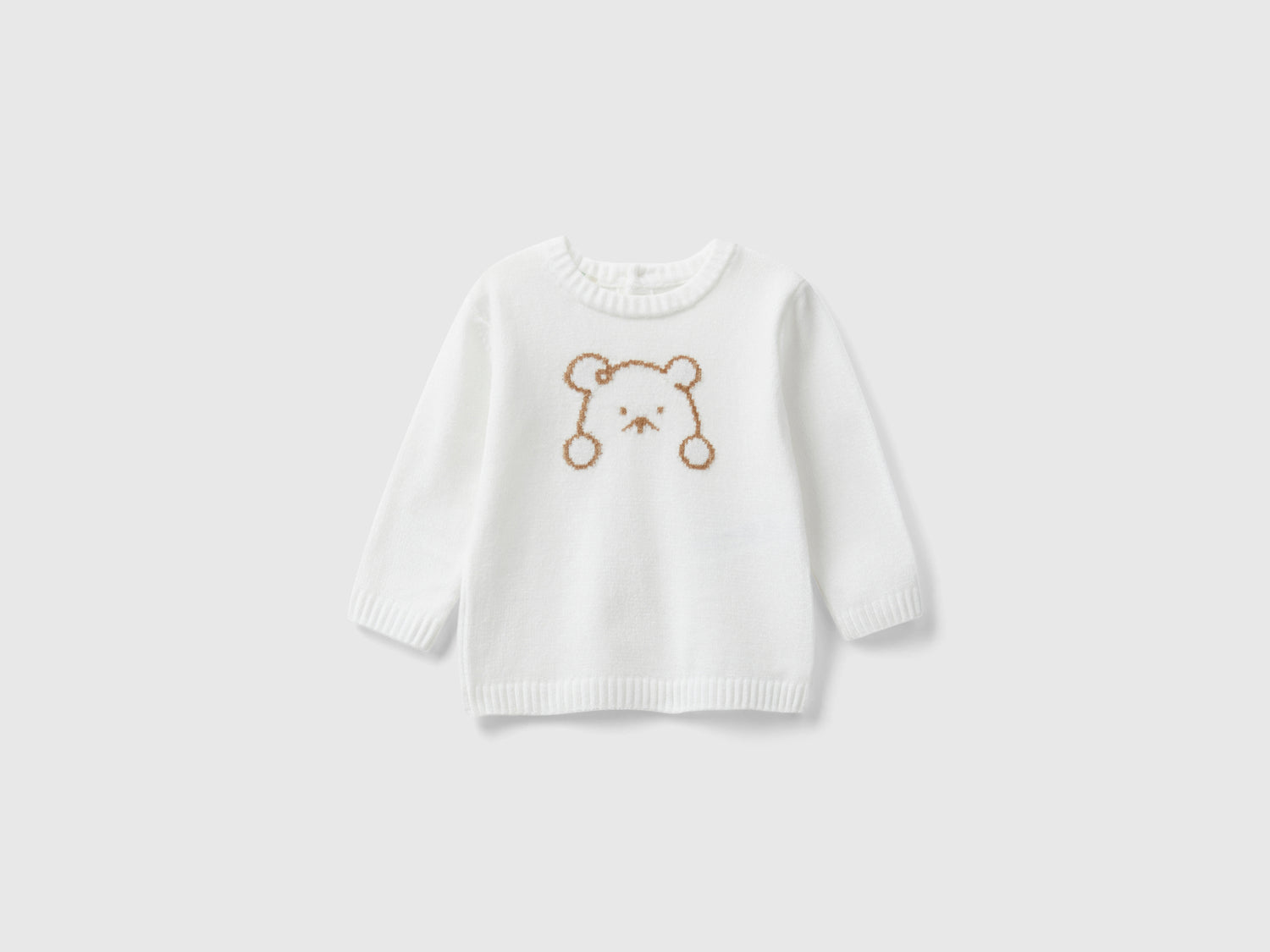 Chenille sweater with inlay da neonato bianco panna | Benetton Outlet