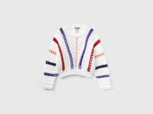 Maglia con trecce e trafori