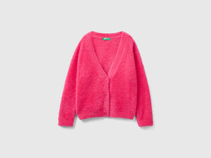 Cardigan in filato peloso