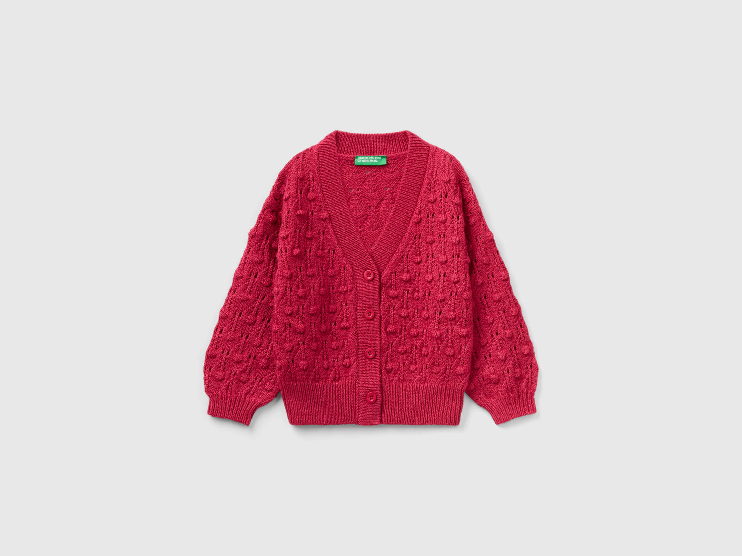 Cardigan lavorato con bottoni da bimba ciclamino | Benetton Outlet