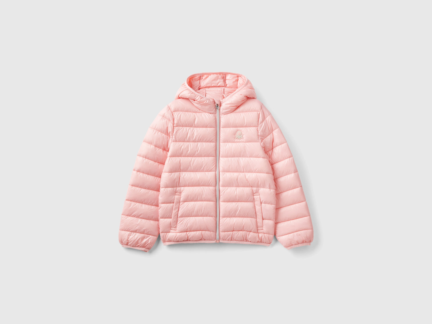 Giubbino imbottito con cappuccio da bambina rosa | Benetton Outlet
