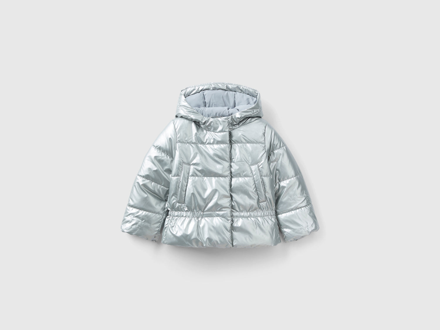 Chaqueta de plumón de nailon brillante da bimba argento | Benetton Outlet