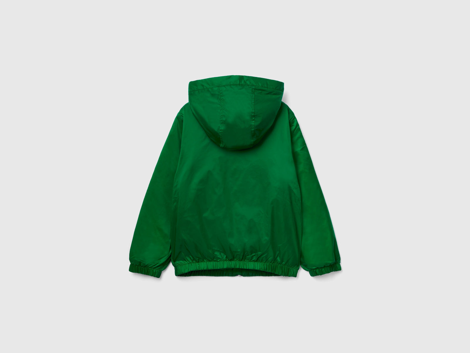 Giubbino in nylon con zip e cappuccio da bambino verde 2 | Benetton Outlet
